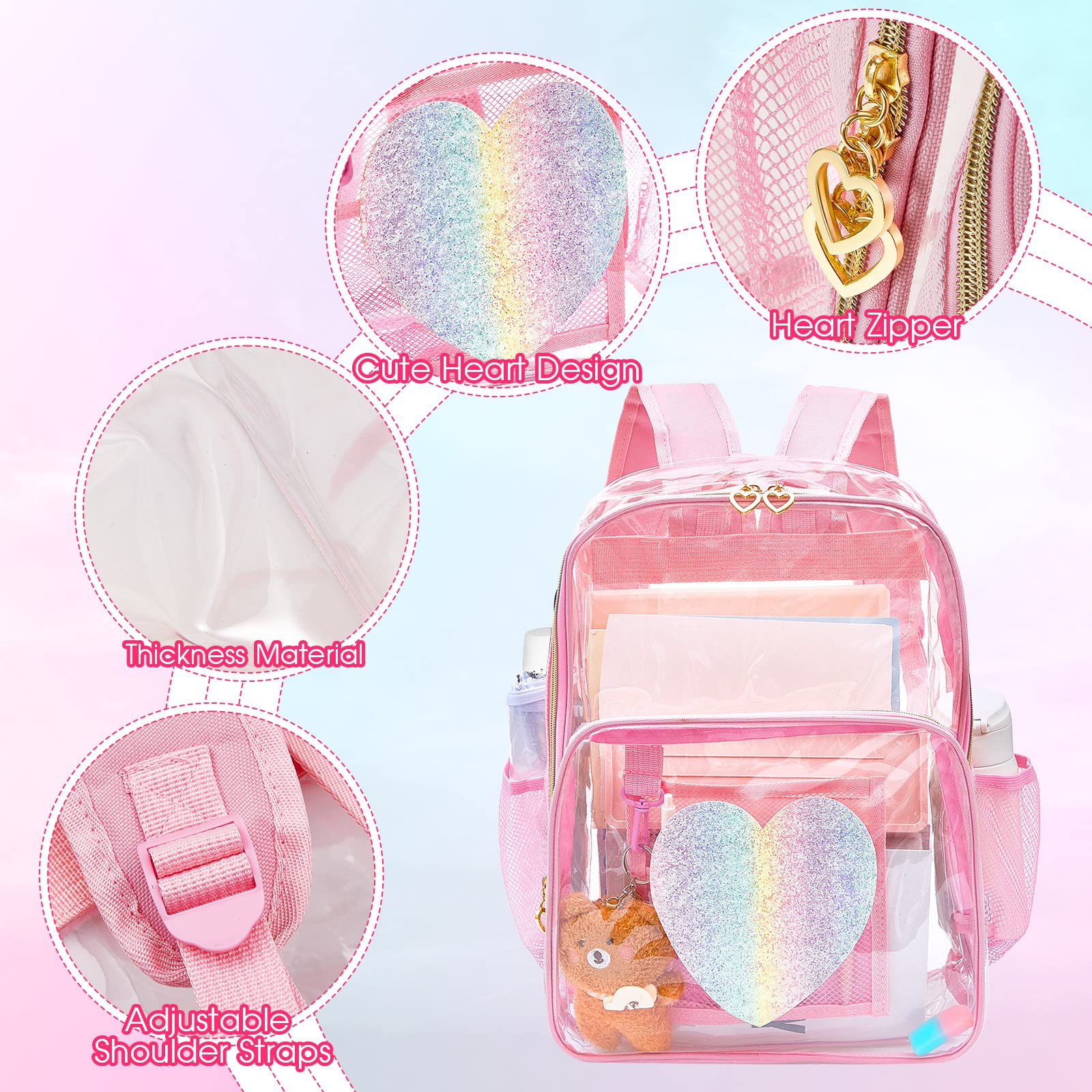 Eccliy Clear Backpack Stadium Approved Backpack 3 School Backpack for Girls Boys Christmas Clear Backpack Girls Boys Backpack