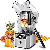 WantJoin Commercial Professional Blender With Shield Quiet Sound Enclosure 2200W Industries Strong and Quiet Professional-Grade Power, Self-Cleaning, Silver