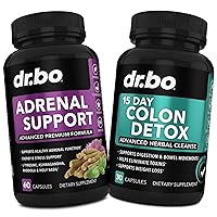 Adrenal Support & Colon Cleanse Supplements - Adrenal Fatigue Supplement with Ashwagandha & L Tyrosine - 15 Day Intestinal Cleanse Pills for Bowel Movement Support & Gut Stomach Cleansing