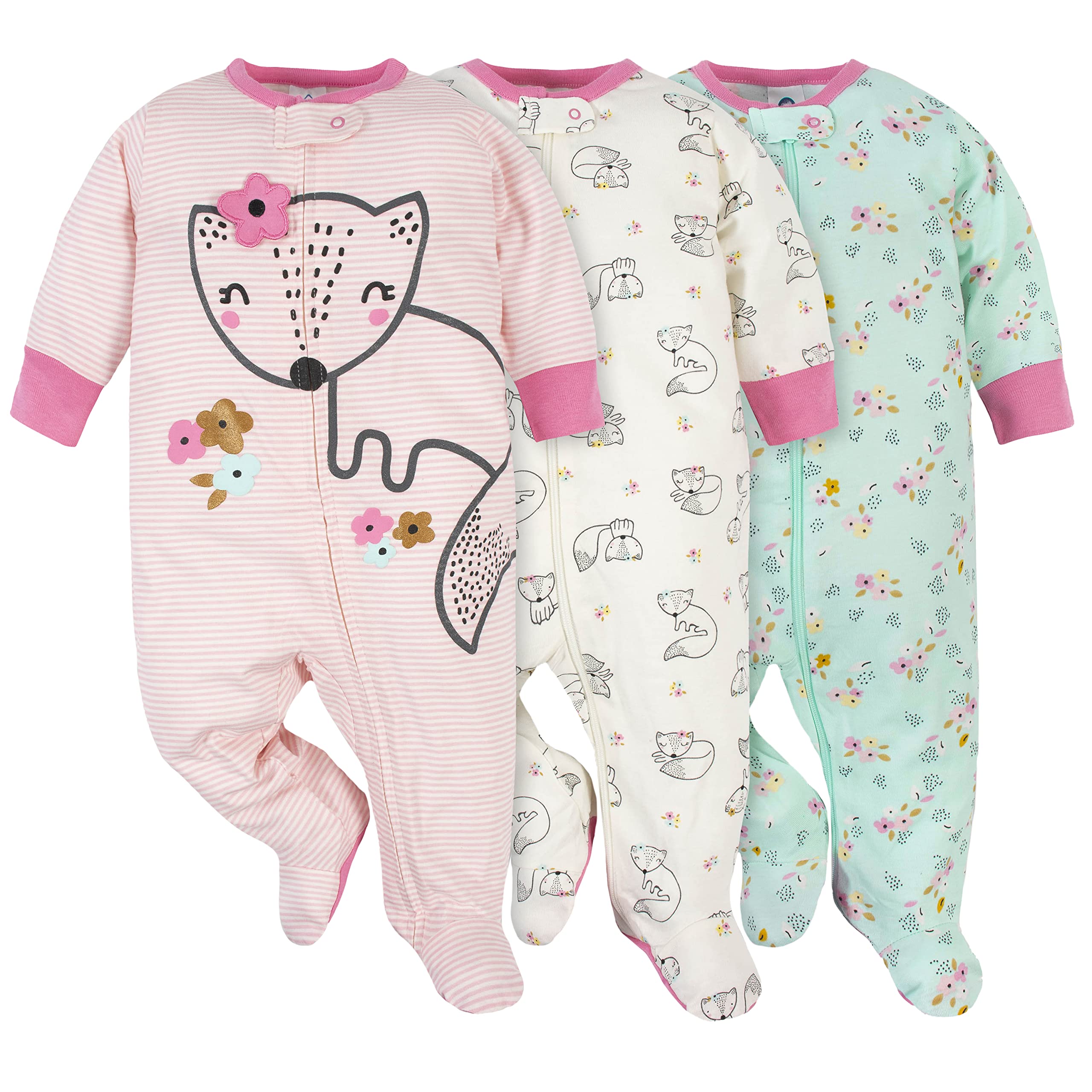 Gerber Baby Girls' 3-Pack Sleep 'N Play