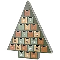 Wooden Advent Calendar 2023, 24 Days Countdown to Christmas Calendar with Storage Drawers, DIY Tree Shape Refillable Wooden Advent Xmas Countdown Calendar Decoration Advent Boxes for Kids