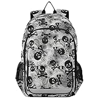 MNSRUU Backpack for School Skulls Black Grey Paisley Laptop Backpack Womens Travel Backpack Mens Casual Daypack College Bookbag Fits 15.6 Inch Laptop