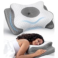 No More Aches Neck Pillow for Pain Relief, Adjustable Cervical Support with Armrest, Odorless Ergonomic Contour Memory Foam Pillows,Orthopedic Bed Side Back Stomach Sleeping