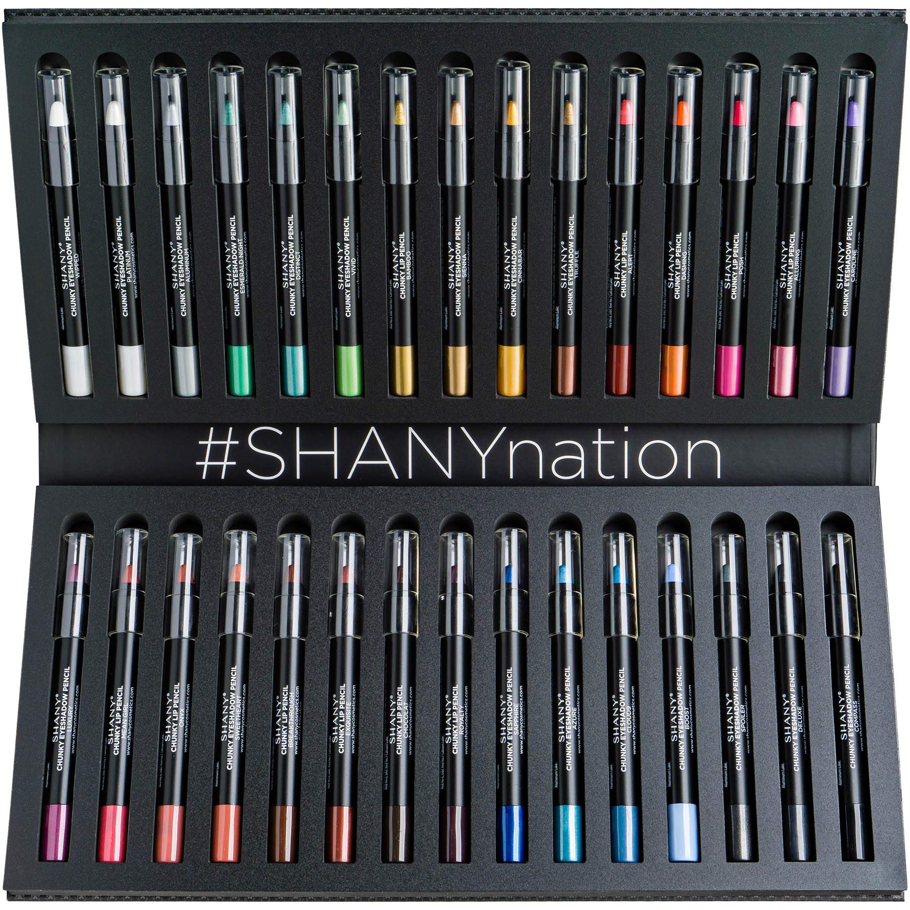 SHANY Multi-Use Chunky Pencils for Eye Shadow, Eyeliner, Lip Liner, Lipstick - W/Vitamin E & Aloe Vera - Set of 30 Colors