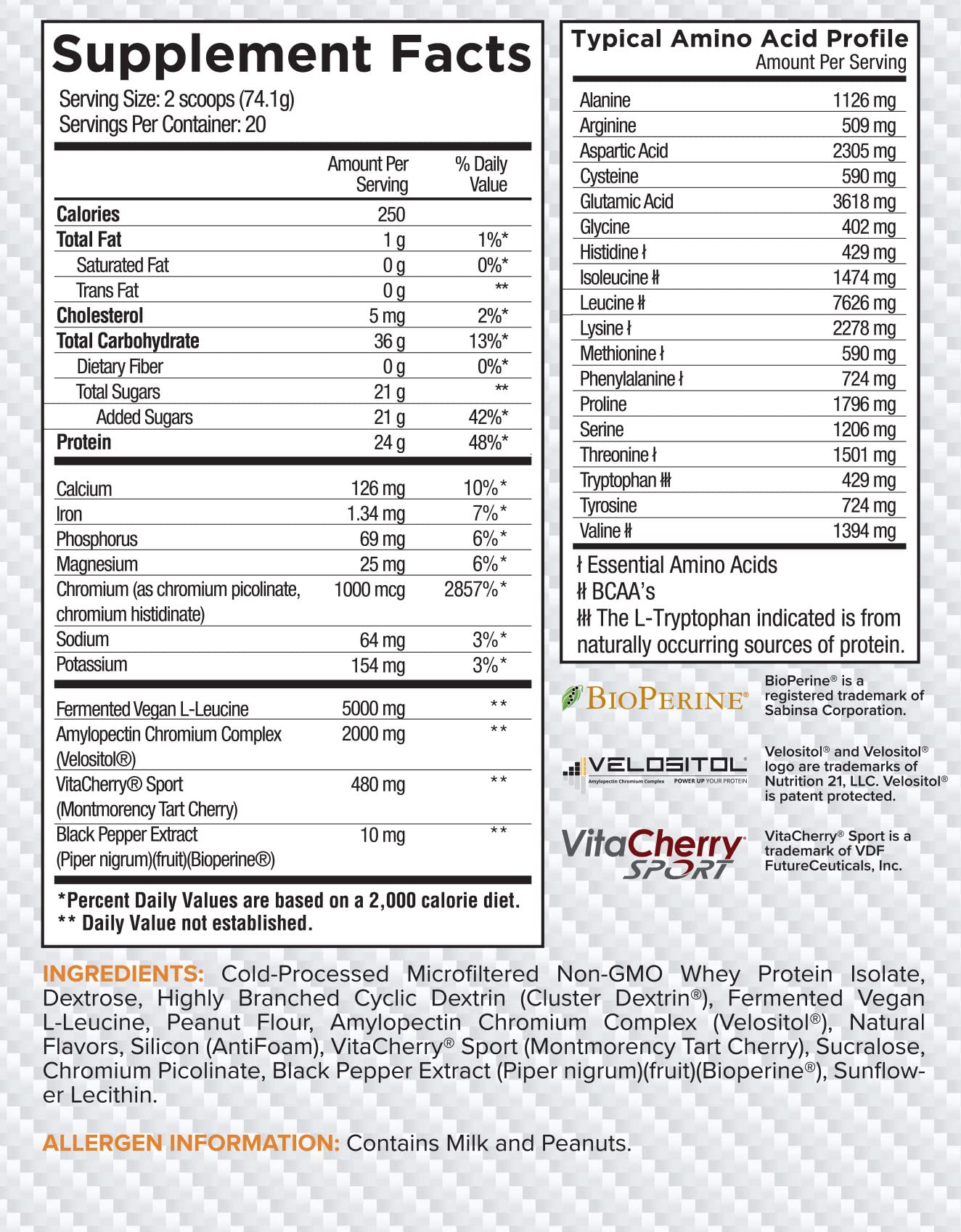 Core Nutritionals Post Post-Workout Recovery Matrix with Cyclic Dextrin®, Velositol®, for Optimum Protein Absorption, Glycogen Replenishment, Muscle Recovery 20 Servings (Peanut Butter Brittle)