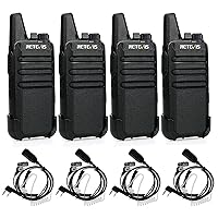 Retevis RT22 Two Way Radio(4 Pack) with VOX Earpiece(4 Pack), Long Range Rechargeable, Portable, Handsfree Walkie Talkie for Adults, Hands Free Earpiece, Security Acoustic Tube Earpiece for Radios