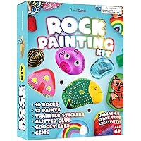 Rock Painting Kit for Kids - Arts and Crafts for Girls & Boys Ages 6-12 - Craft Kits Art Set - Supplies for Painting Rocks - Best Tween Paint Gift, Ideas for Kids Activities Age 4 5 6 7 8 9 10