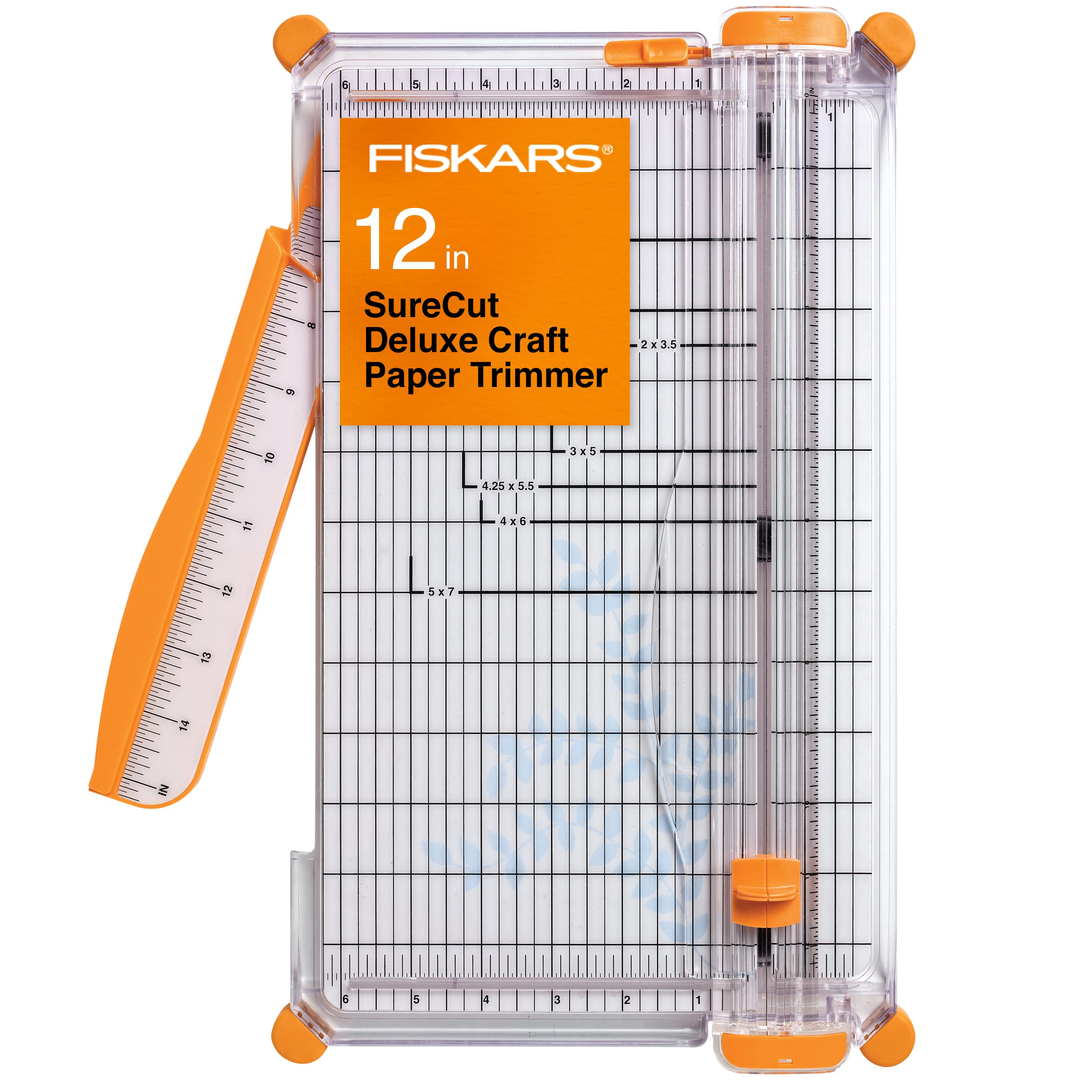 Fiskars SureCut™ Deluxe Craft Paper Trimmer - 12” Cut Length - Craft and Office Paper Cutter with Grid Lines - White