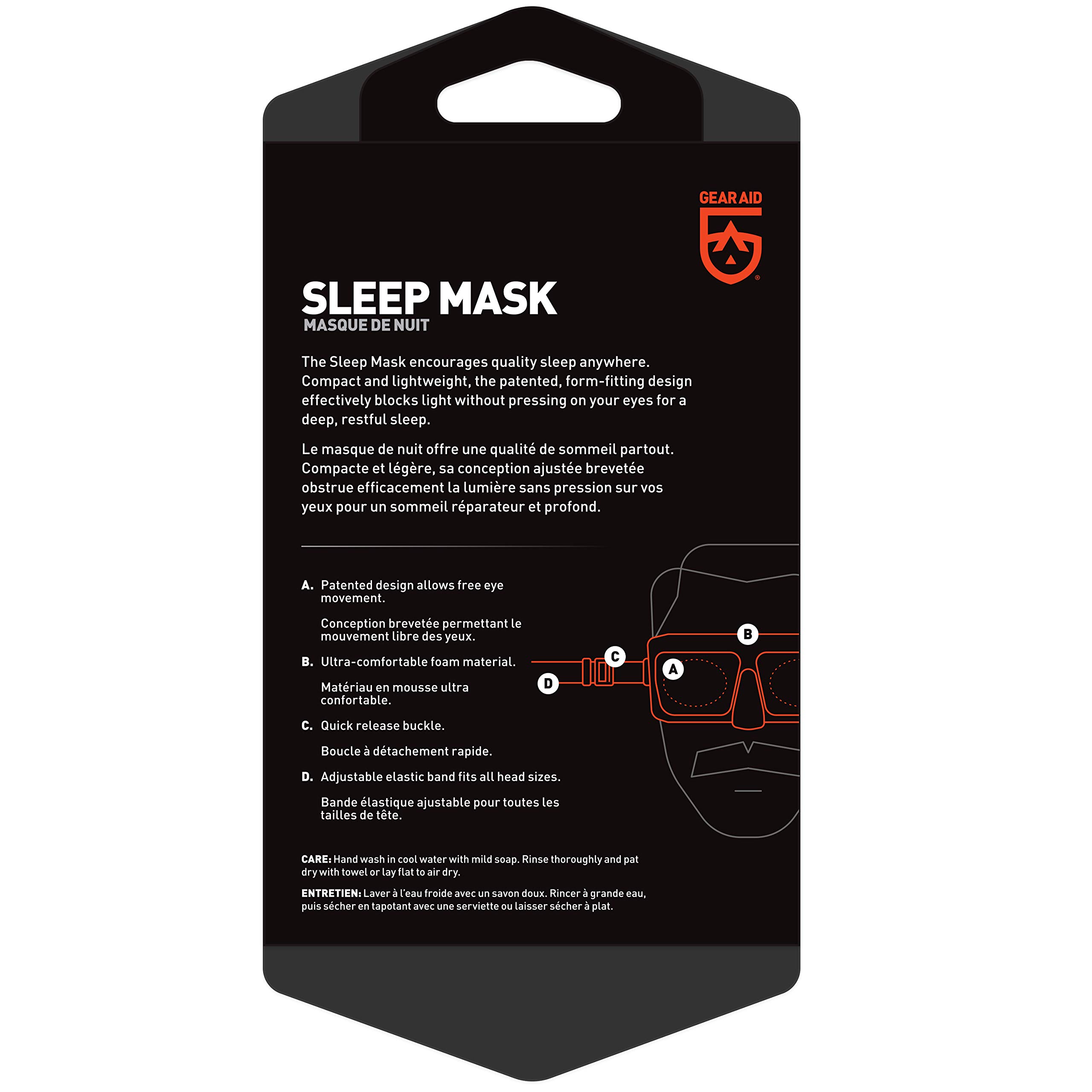 GEAR AID Sleep Mask for Deep REM Sleep for Travel and Outdoors, Black
