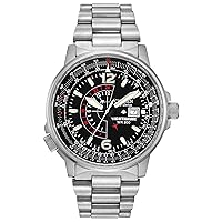 Citizen Men's Eco-Drive Promaster Air Nighthawk Pilot Stainless Steel Watch, Luminous, Black Dial, 42mm (Model: BJ7000-52E)