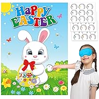 Easter Games for Kids Pin the Tail on the Bunny Easter Activities for Kids Toddlers Easter Party Games for Kids Outdoor Easter Pin the Tail Game for Adults Family Easter Party Supplies Decorations