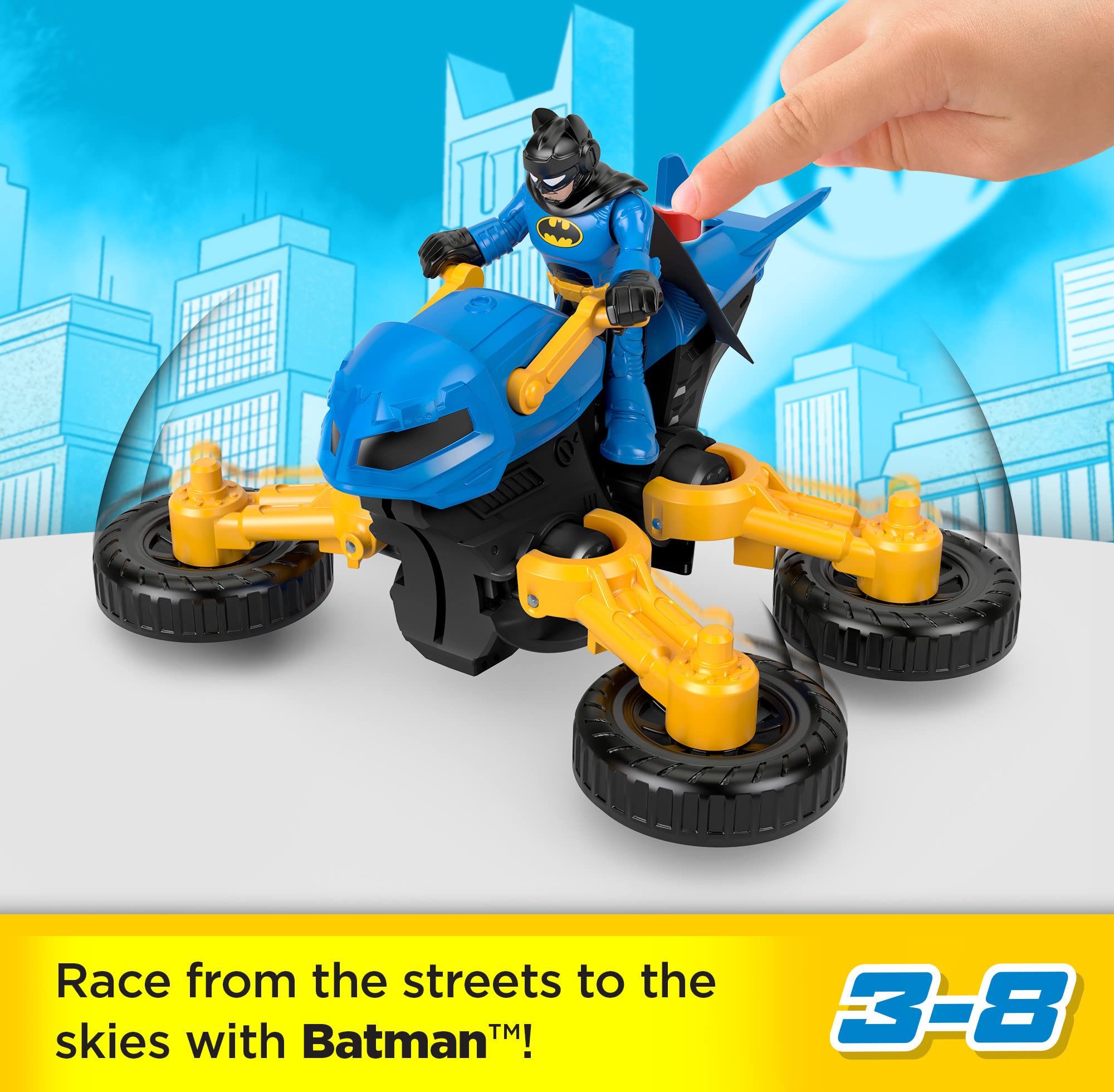 Fisher-Price Imaginext DC Super Friends Batman Toy Poseable Figure & Transforming Batcycle with Projectile Launcher for Preschool Kids Ages 3+ Years