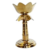 Aakrati Brass Diya, Deepak in Yellow Antique Finish Temple Worship Pooja Item Home Decor Table showpiece Gift - Temple Worship Metal Religious Gift