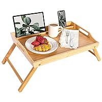 ROSSIE HOME Bamboo Bed Tray, Lap Desk with Phone Holder - Fits up to 17.3 Inch Laptops and Most Tablets - Natural - Style No. 78107