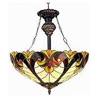 Chloe CH18780VI18-UH2 Liaison Tiffany-Style Victorian Inverted Ceiling Pendant with 18