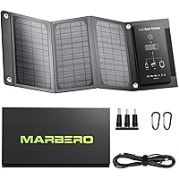 MARBERO Solar Panel 21W Foldable Solar Panel for Portable Power Station Solar Generator, iPhone, Ipad, Laptop, QC3.0 USB Ports & DC Output(3 Interchangeable Adapters) for Outdoor Camping Van RV Trip