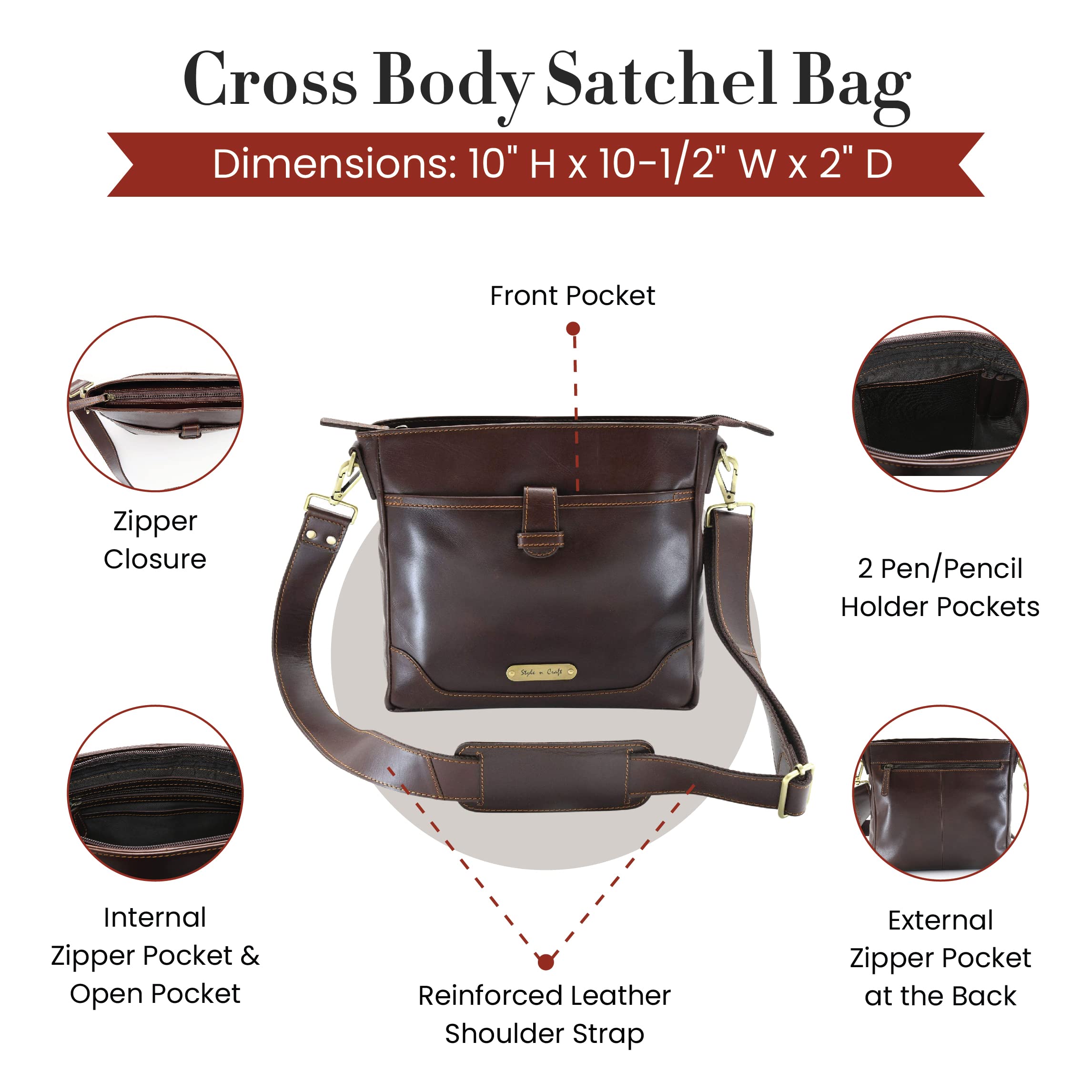 Style N Craft Crossbody Messenger Bag in Full Grain Leather