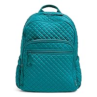 Vera Bradley Women's Cotton Campus Backpack, Forever Green - Recycled Cotton, One Size