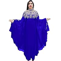 Woman's Dubai Kaftan Dress with mulitple Color and Gold Beaded Work Moroccan Caftan