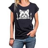 Funny Women's Summer Top - Raccoon Tee Shirt Trash Panda
