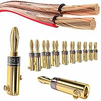 KabelDirekt – Pure Copper Stereo Audio Speaker Wire & Cable – 14 AWG Gauge – 100ft + Banana Plugs – 10 Pairs – for Speaker Wire, AWG 10-16, Allow Flexible Connection to Speakers