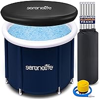 SereneLife Inflatable Insulated Cold Plunge Tub - One Person Ice Bath Tub with Lid, Cold Plunge Relaxation Pod for Athletes with 78 Gallons Capacity (Black)