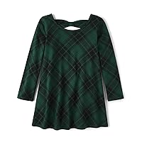 The Children's Place Baby Girl's and Toddler Long Sleeve Fashion Dress, Green Plaid, 3T