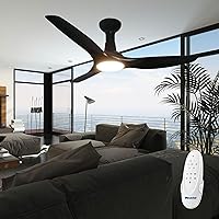 Venta 64 Inch ETL Listed 3 Blade Ceiling Fan with Lights Remote Control - Black Ceiling Fan w/LED Light & Timer - Reversible Quiet DC Motor w/ 6-Speed for Bedrooms, Indoor, Outdoor Fans for Patios