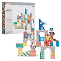 Disney Marvel Wooden Toys Avengers 29-Piece Block Set, Kids Toys for Ages 18 Month, Amazon Exclusive