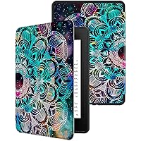 VORI Case for Kindle Paperwhite (11th Generation-2021) and Kindle Paperwhite Signature Edition, Soft TPU Lightweight Protective Smart Shell Cover with Auto Sleep/Wake, Mandala Flower