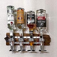 Wall-Mounted House Liquor Dispenser | Alcohol Station Cocktail Tap, Push-Release Valves, Home Bar, Man Cave | Easy Assemble - Wooden Board NOT Included (4 Bottle)