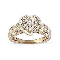 Sterling Silver 1/2Ct. TDW. Round Diamond Composite Heart Frame Engagement Ring Love Gift for Women(I-J,I2)