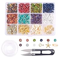 Vuslo 1box Disc Loose Stone Spacer Beads Jewelry Making Kit with Cowrie Shell Beads and Starfish Charms for DIY Bracelet Supplies