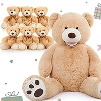 MaoGoLan 10 Pcs Bulk Small Teddy Bear Stuffed Animal with 5ft Brown Giant Teddy Plush Bear and for Baby Shower Decorations and Gift Ideas