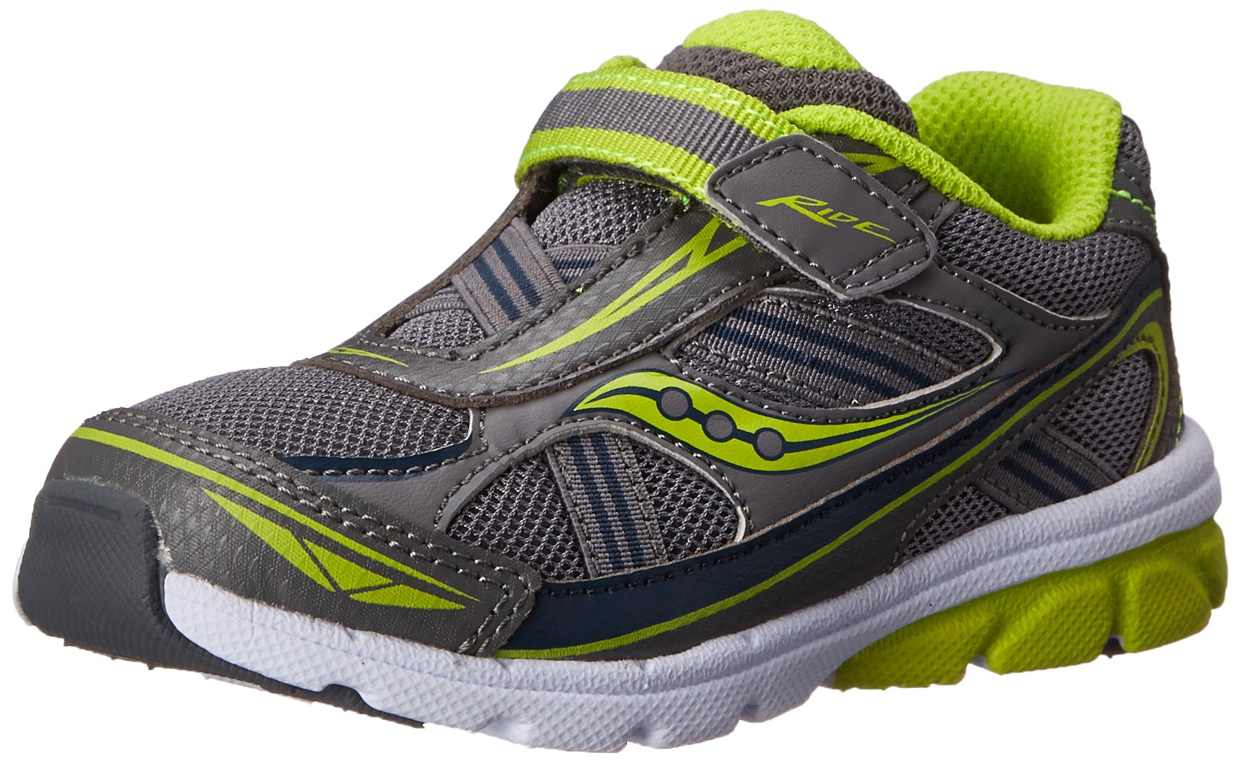 Saucony Boys' Baby Ride Sneaker (Toddler/Little Kid),Grey/Lime,5 M US Toddler