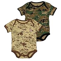 Trendy Apparel Shop Officially Licensed 2 Pack Infant Marines Woodland Desert Bodysuit Romper