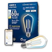 Connected Max Smart Led Vintage Glass Filament Bulb Edison St19 60W Tunable White, 2.4 Ghz, Compatible With Alexa And Google Home, No Hub Required, Bluetooth + Wifi, 6Pk, Clear