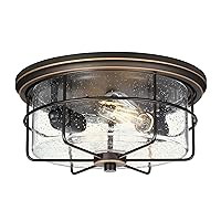 Westinghouse Lighting 6121800 Rosella Traditional Two Light Flush Ceiling Fixture, Black-Bronze Finish with Highlights, Clear Seeded Glass