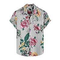 VATPAVE Mens Floral Hawaiian Shirt Casual Button Down Short Sleeve Aloha Beach Shirts