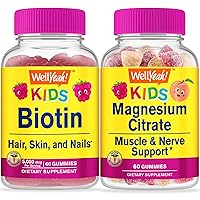 Biotin Kids + Magnesium Citrate Kids, Gummies Bundle - Great Tasting, Vitamin Supplement, Gluten Free, GMO Free, Chewable Gummy
