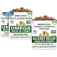 Allergy Relief + Omega 3 for Dogs - Oil Treats for Dog Shedding, Skin Allergy, Itch Relief, Dry Skin & Hot Spots Treatment, Joint Health - Skin and Coat Supplement - EPA & DHA Fatty Acids