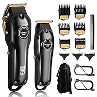 SUPRENT® PRO Professional Hair Clippers for Men- Hair Cutting Kit & Zero Gap T-Blade Trimmer Combo- Cordless Barber Clipper Set with LED Display for Mens Gifts(Black)