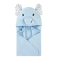 Hudson Baby Unisex Baby Rayon from Bamboo Animal Face Hooded Towel, Blue Elephant, One Size