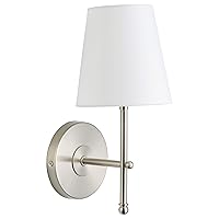 Tamb Wall Sconce 1-Light Fixture with Fabric Shade - Brushed Nickel - Linea di Liara LL-SC201-BN