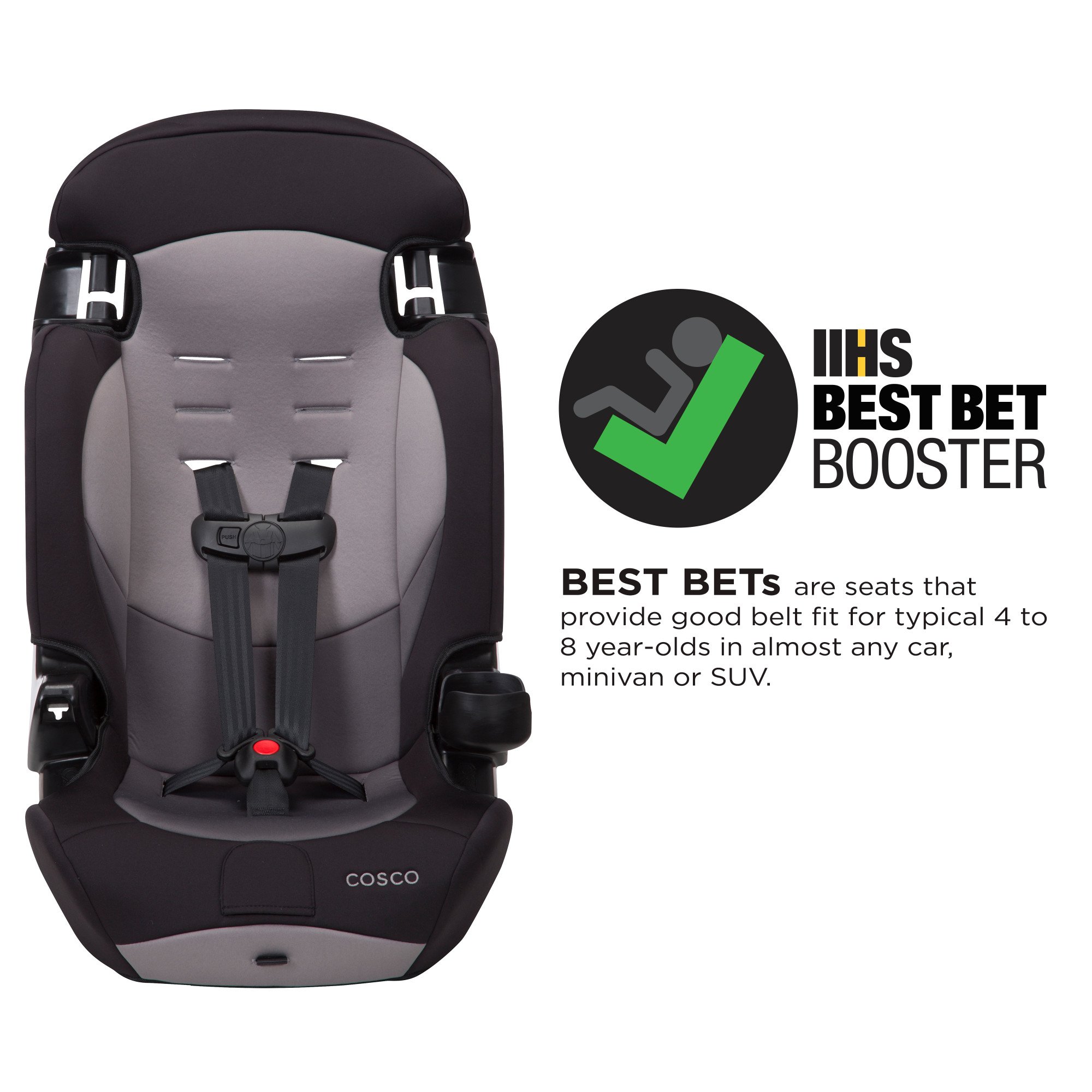 Cosco Finale Dx 2-in-1 Booster Car Seat, Dusk, 18.25x19x29.75 Inch (Pack of 1) & Mighty Fit 65 DX Convertible Car Seat (Heather Onyx Gray)