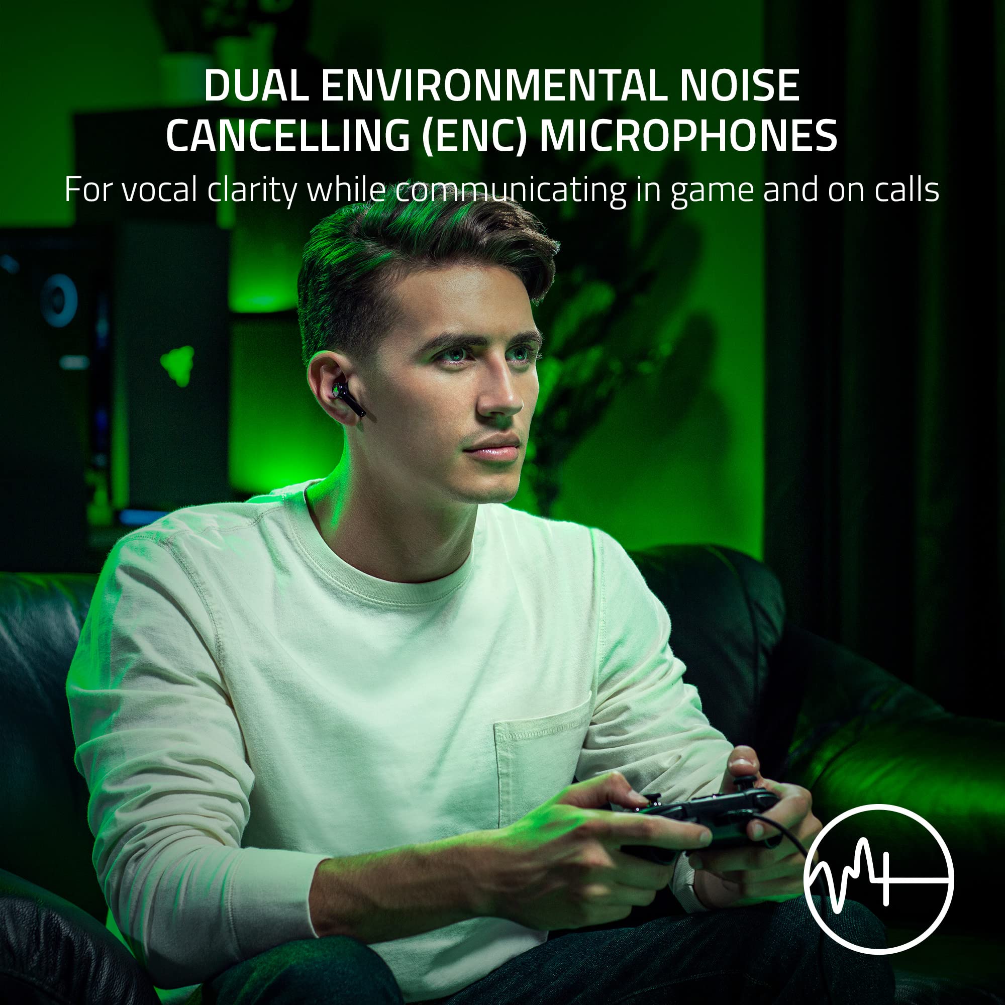 Razer Hammerhead HyperSpeed Wireless Multi-Platform Gaming Earbuds for Xbox Series X|S, Xbox One, PC, Mobile: ANC - Noise Cancelling Mic - Bluetooth 5.2 - RGB Chroma - 30 Hr Battery