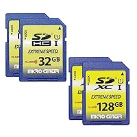 32GB SDHC Standard Full Size Flash Memory Card (2 Pack) Bundle with 128GB SDXC Flash Memory Card (2 Pack)