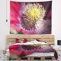 Designart ' Colorful Opium Poppy Photo' Flowers Tapestrywork Blanket Décor Wall Art for Home and Office Medium: 39 in. x 32 in