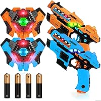 Laser Tag Guns for Kids, Teens, Adults - 2pk Laser Tag Set, Lazer Guns with FX, LED Outdoor Multiplayer Gun Shooting Games with 2 Lazer Tag Guns, 2 Vests, 12 Toy Gun Batteries