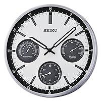 SEIKO Shelby Non Ticking Wall Clock, Silver, 13 Inch